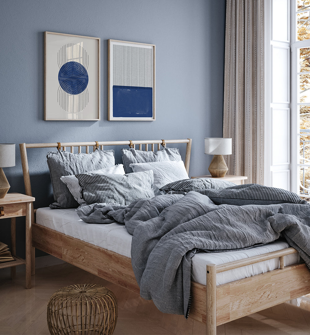 GEOMETRIC INDIGO , SET OF 2 PAINTINGS