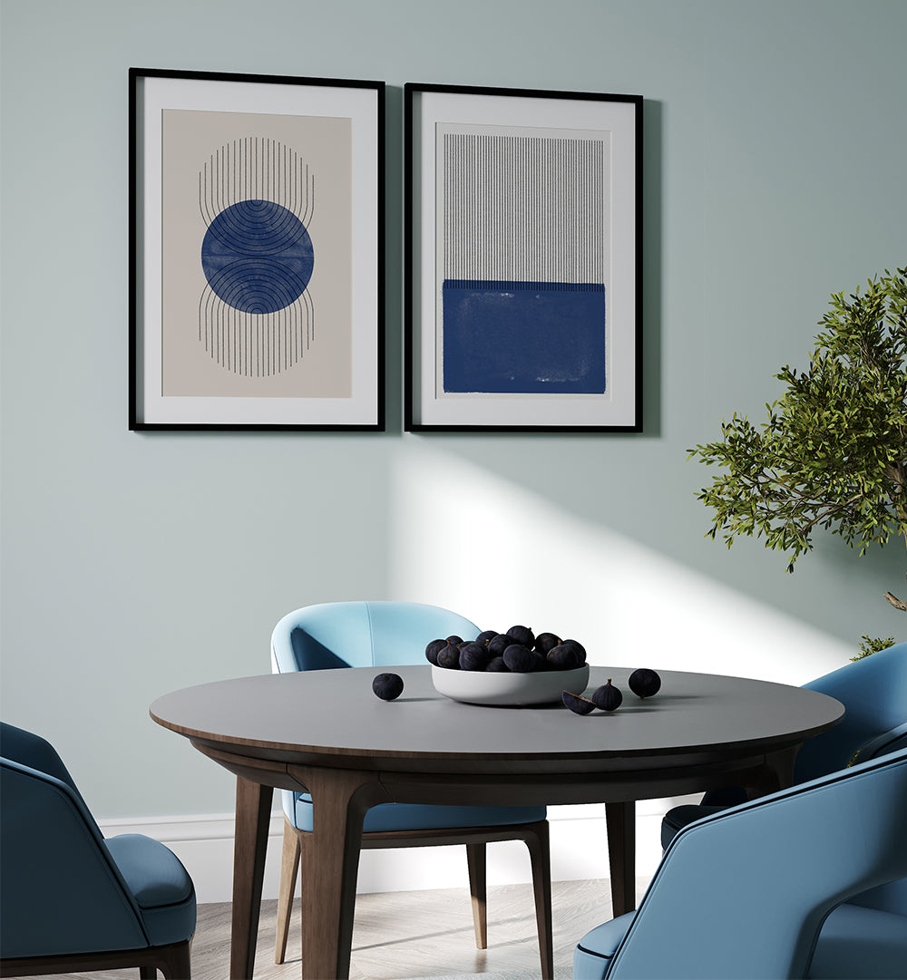 GEOMETRIC INDIGO , SET OF 2 PAINTINGS