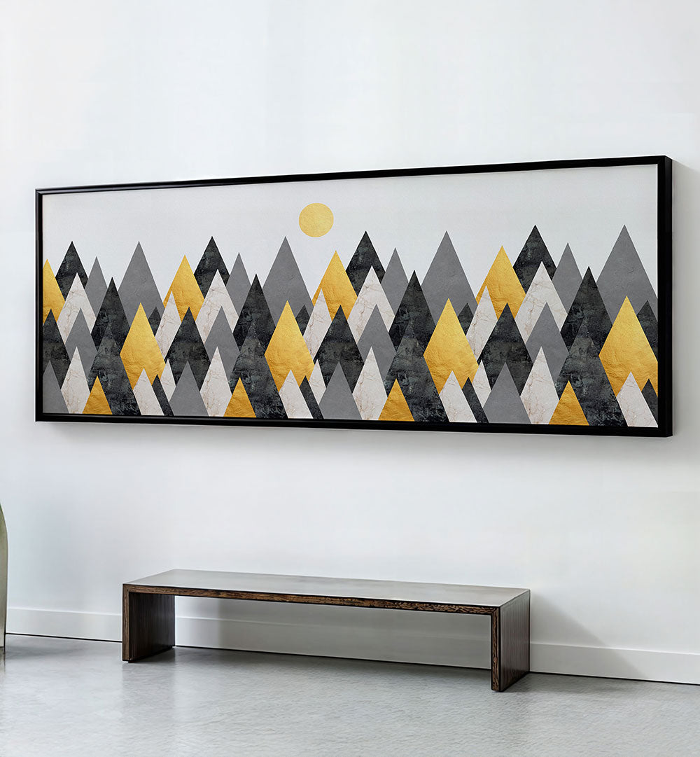 GEOMETRIC MOUNTAIN LANDSCAPE , PANORAMIC ART