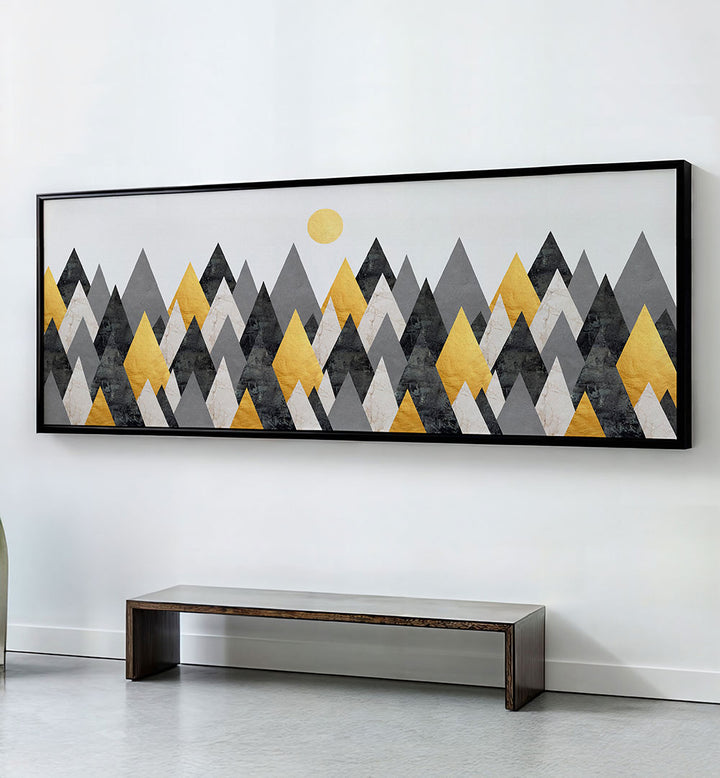 GEOMETRIC MOUNTAIN LANDSCAPE , PANORAMIC ART