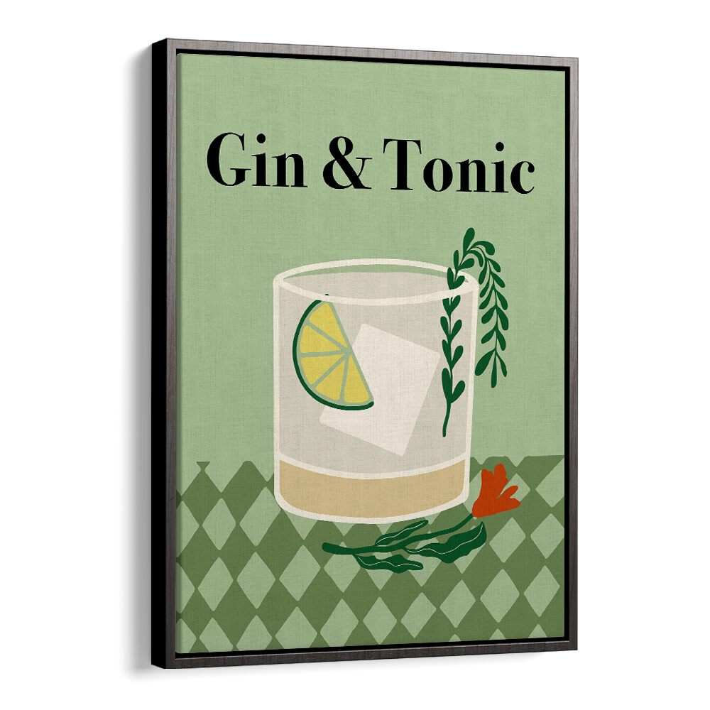 Gin a Tonic by Miho Art Studio Bar Posters Bar Art Prints in Black Floater Frame