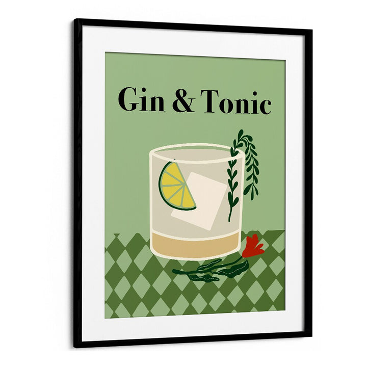 Gin a Tonic by Miho Art Studio Bar Posters Bar Art Prints in Black Frame With Mount