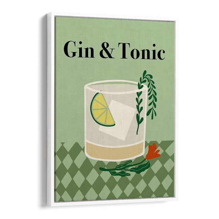 Gin a Tonic by Miho Art Studio Bar Posters Bar Art Prints in White Floater Frame