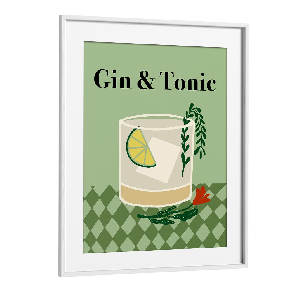 Gin a Tonic by Miho Art Studio Bar Posters Bar Art Prints in White Frame With Mount