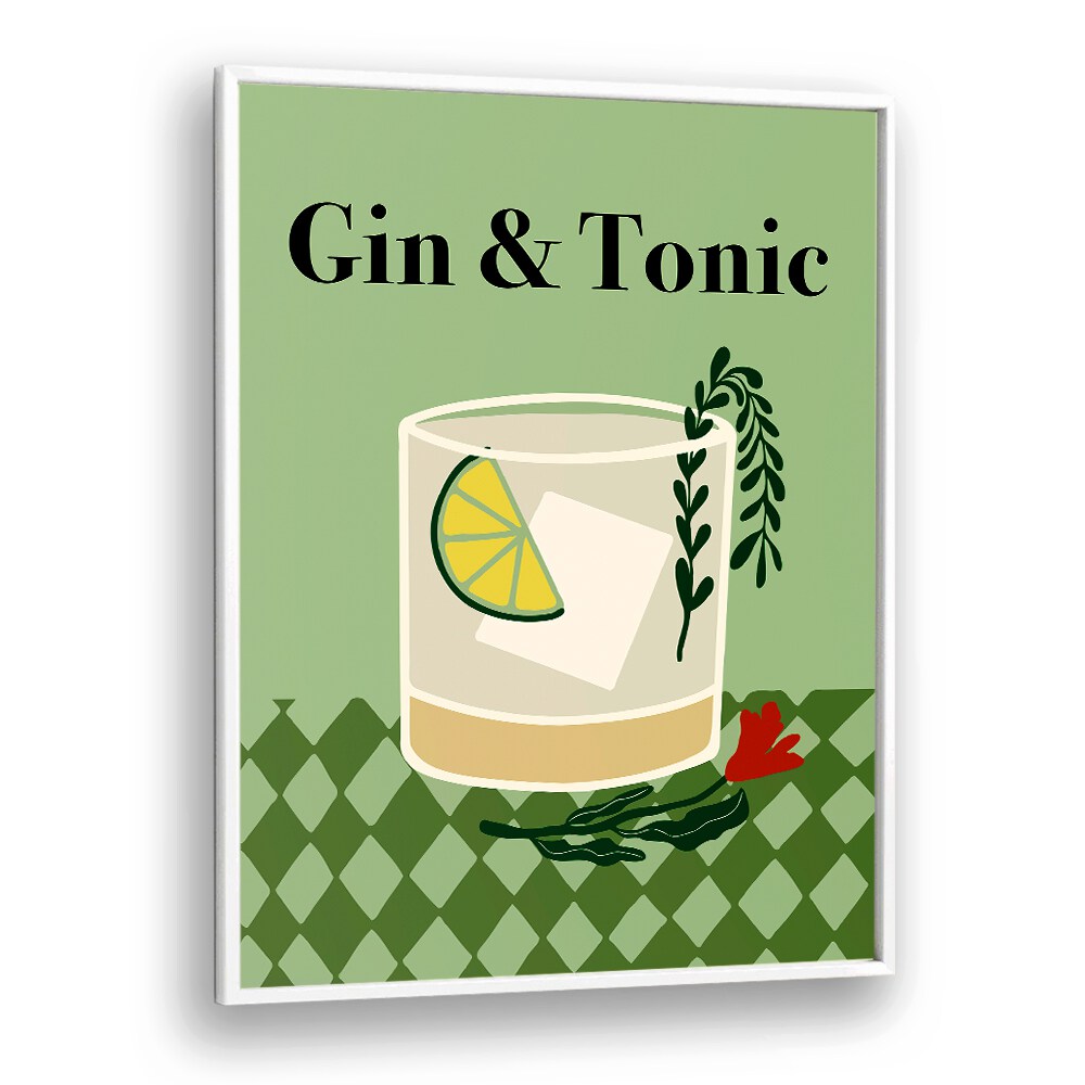 Gin a Tonic by Miho Art Studio Bar Posters Bar Art Prints in White Plain Frame