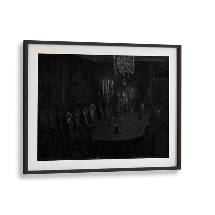 Gloomed Dining Hal Gothic Wall Art Prints in Black Frame With Mount