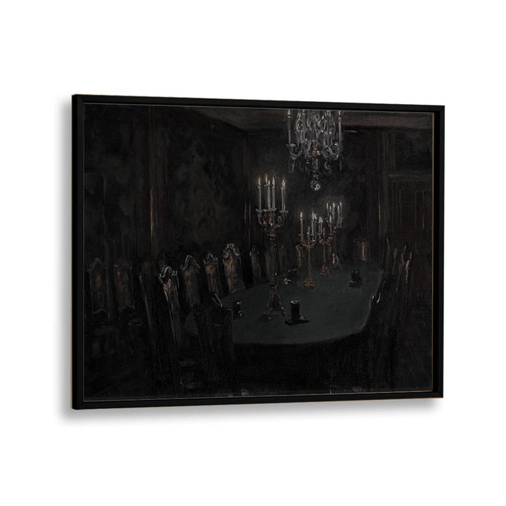 Gloomed Dining Hal Gothic Wall Art Prints in Black Plain Frame