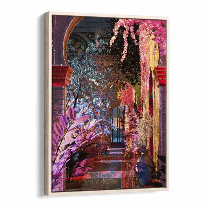 Glowing Palace By Cosmo Zach Surreal Art Prints in Oak Wood Floater Frame