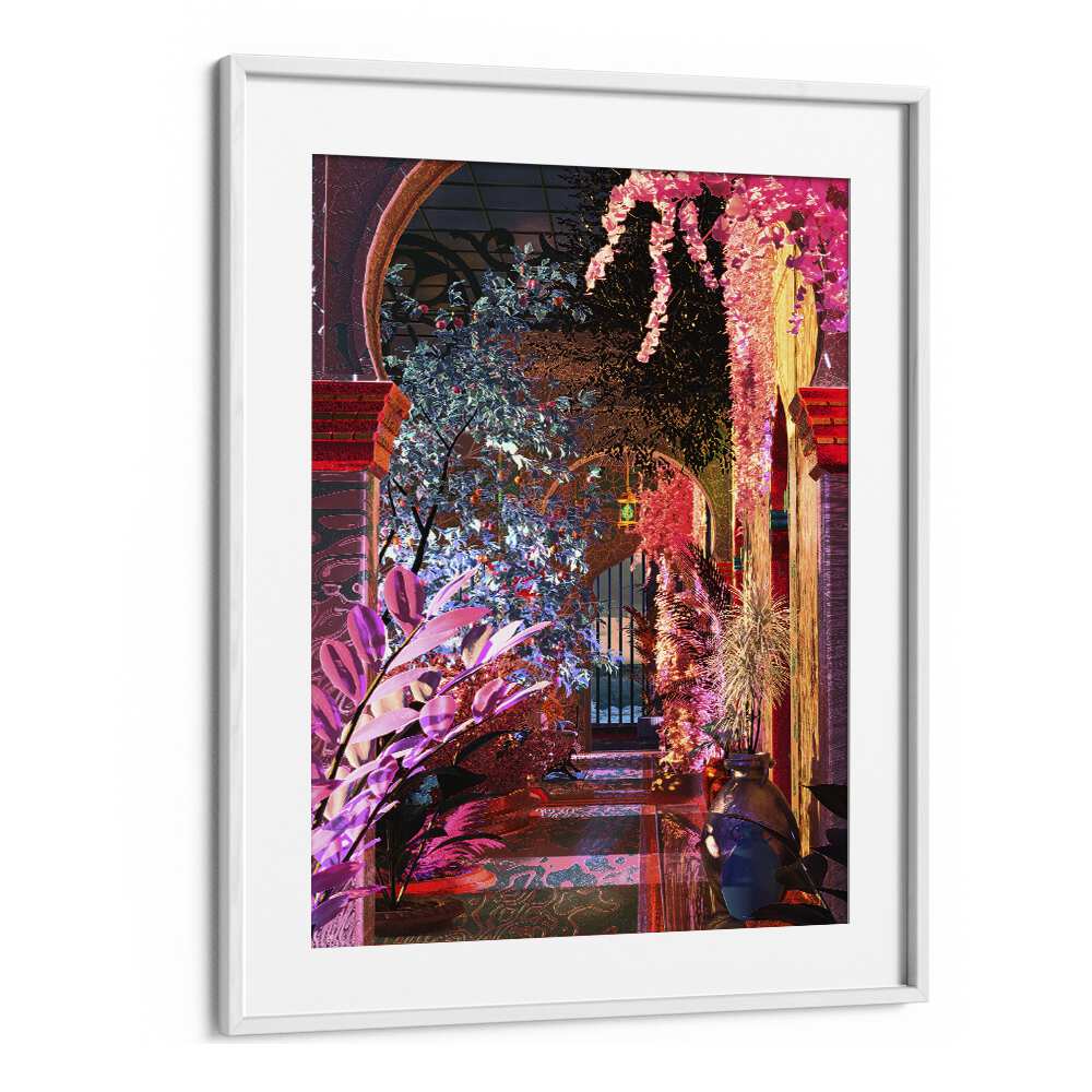 Glowing Palace By Cosmo Zach Surreal Art Prints in White Frame With Mount