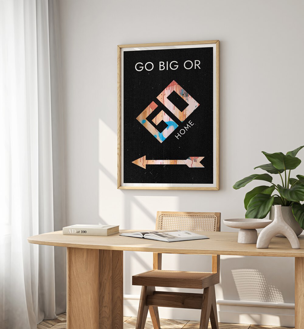 Transform your space with GO BIG OR GO HOME, QUOTES typography poster, inspiring ambition and motivation daily.