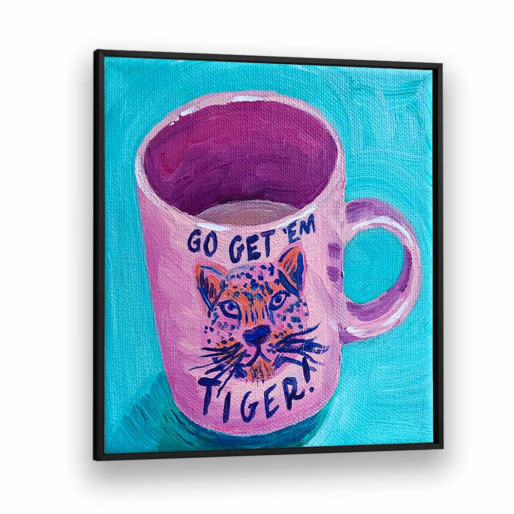 Go Get'em Tiger By Key And Sea Creative Art Print in Black Plain Frame