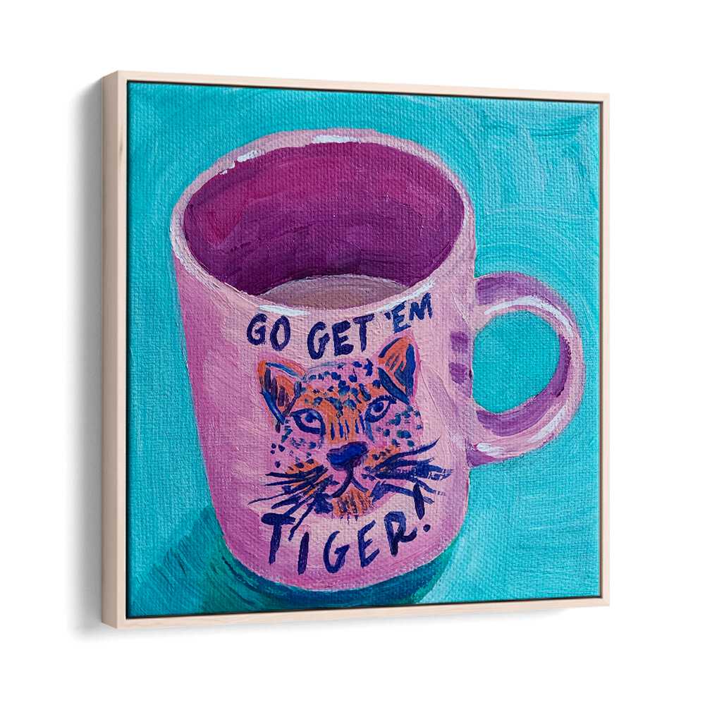 Go Get'em Tiger By Key And Sea Creative Art Print in Oak Wood Floater Frame