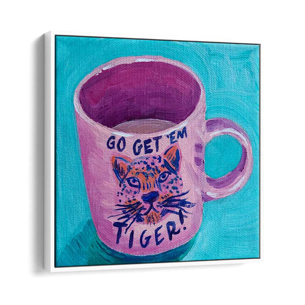 Go Get'em Tiger By Key And Sea Creative Art Print in White Floater Frame