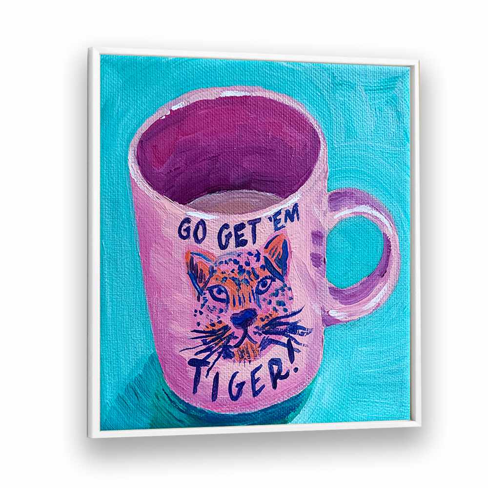 Go Get'em Tiger By Key And Sea Creative Art Print in White Plain Frame