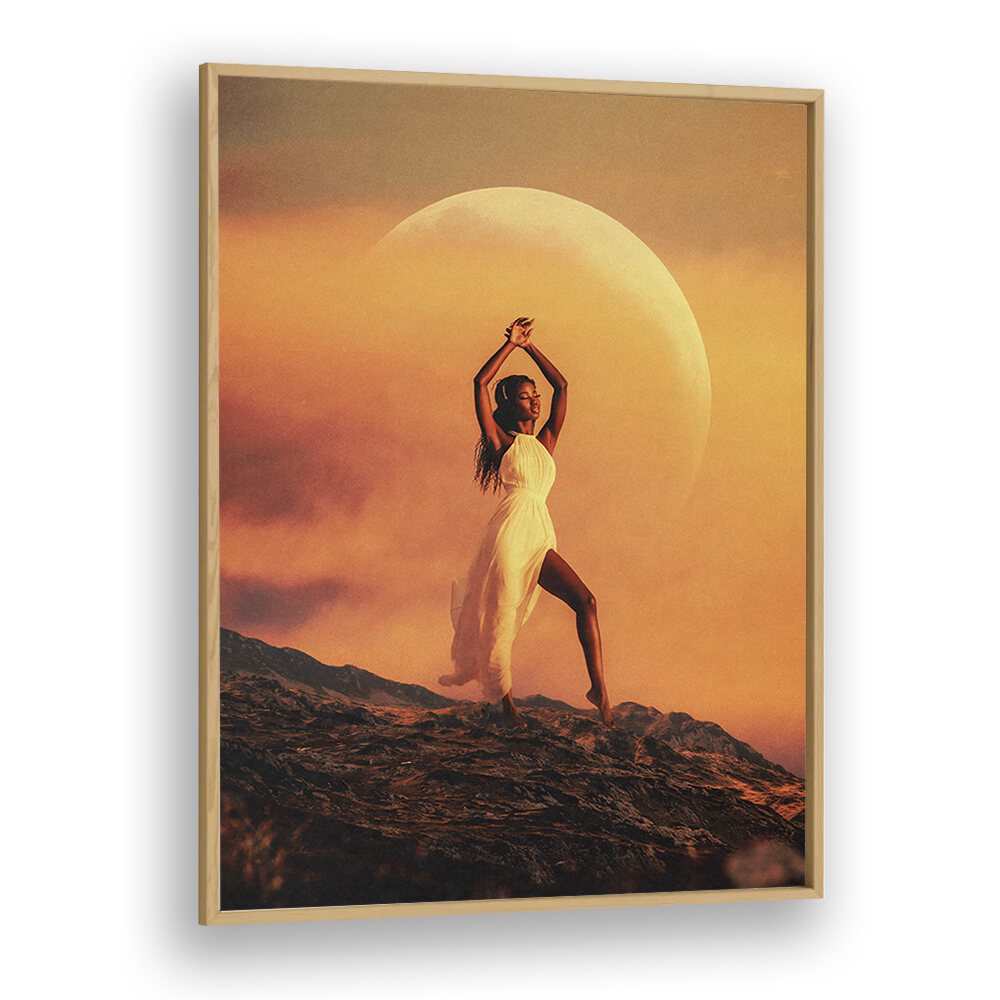 Goddess Surreal Paintings Surreal Art Prints in Oak Wood Plain Frame