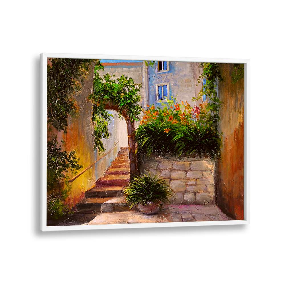 Golden Alley Vintage European Paintings in White Plain Frame