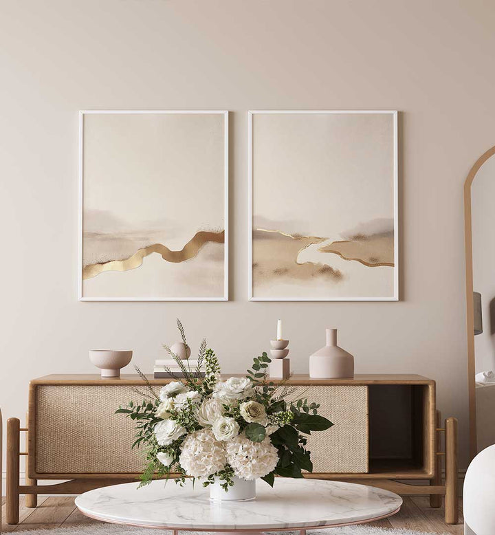 GOLDEN DRIFT SET , SET OF 2 PAINTINGS