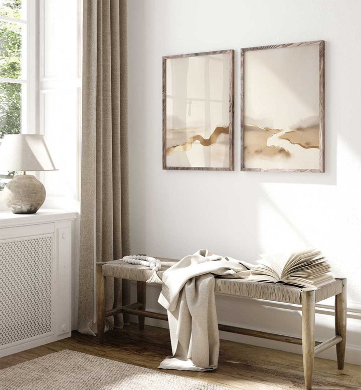 GOLDEN DRIFT SET , SET OF 2 PAINTINGS