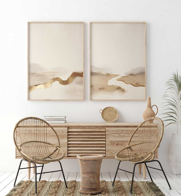 GOLDEN DRIFT SET , SET OF 2 PAINTINGS