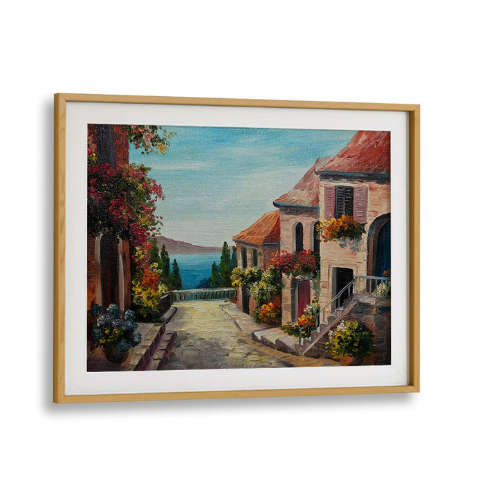 Golden Hour Remnants Vintage European Paintings in Oak Wood Frame With Mount