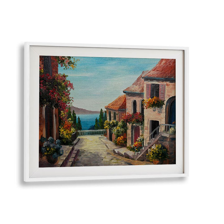 Golden Hour Remnants Vintage European Paintings in White Frame With Mount