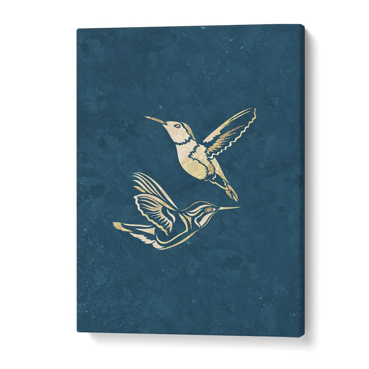 Golden Humming Bird Line Art Silhouettes I By Sarah Manovski Wildlife Paintings in Gallery Wrap