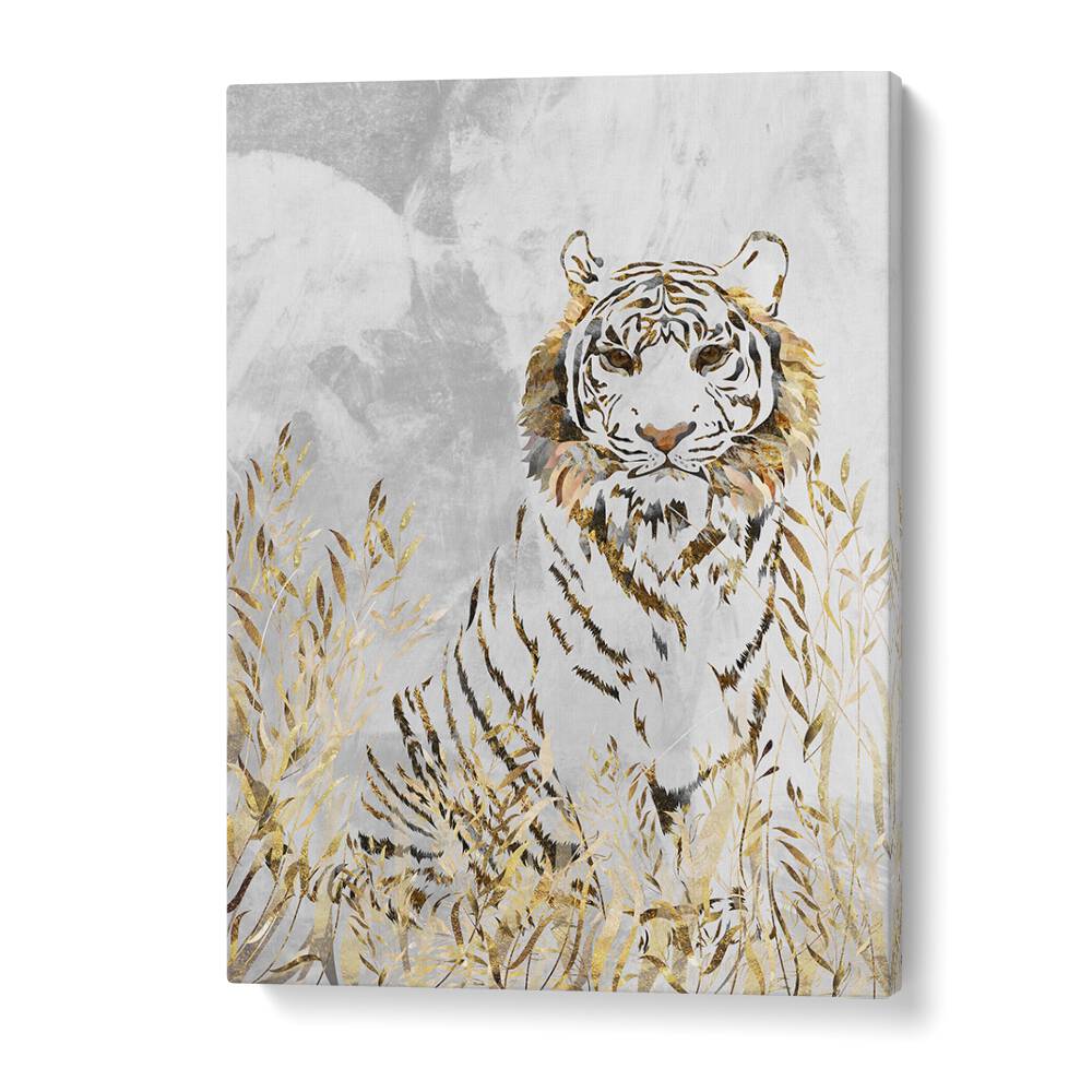 Golden Tiger in the Leaves By Sarah Manovski Wildlife Painting in Gallery Wrap