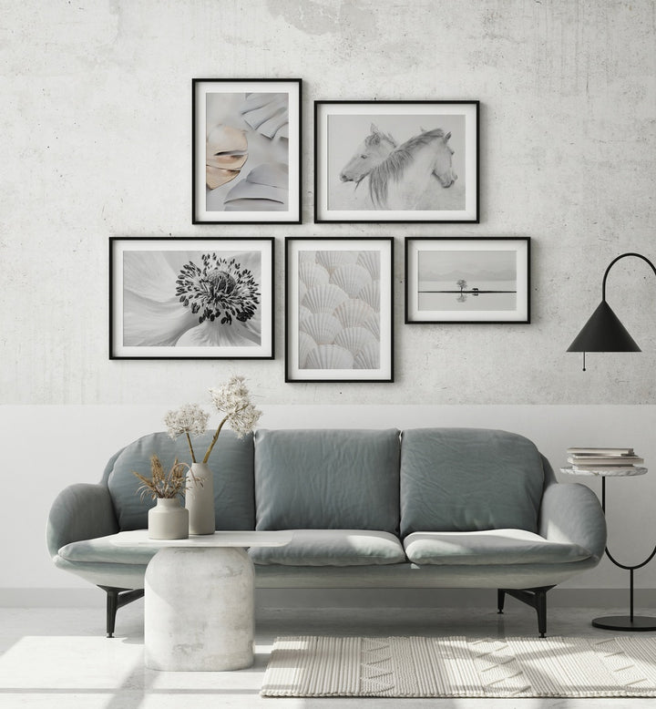 Elevate your space with the GOLDEN HOUR GALLERY WALL, showcasing serene art that embodies elegance and warmth.