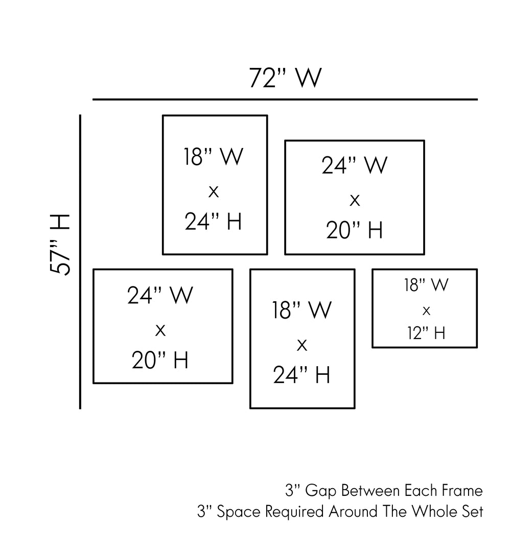 Golden Hour Gallery Wall size guide showcasing elegant frames for serene, balanced gallery walls.
