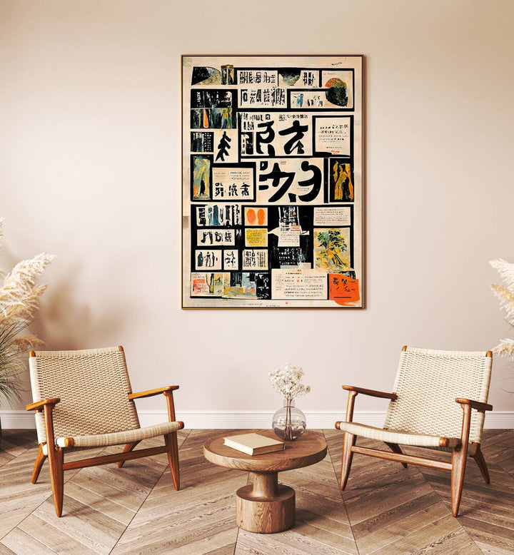 Good News By Treechild Wall Art Prints in Dark Wood Plain Frame placed on a Cream Colored Wall in the Drawing Room