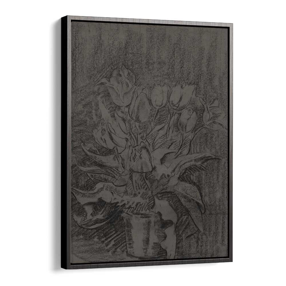 Gothic Bloom A Portrait Of The Flower Pot Gothic Art Prints in Black Floater Frame