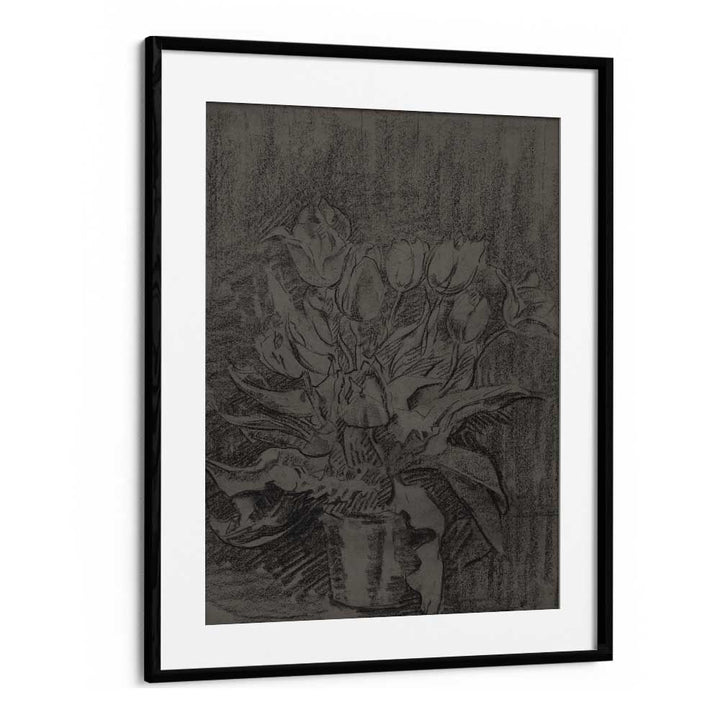 Gothic Bloom A Portrait Of The Flower Pot Gothic Art Prints in Black Frame With Mount