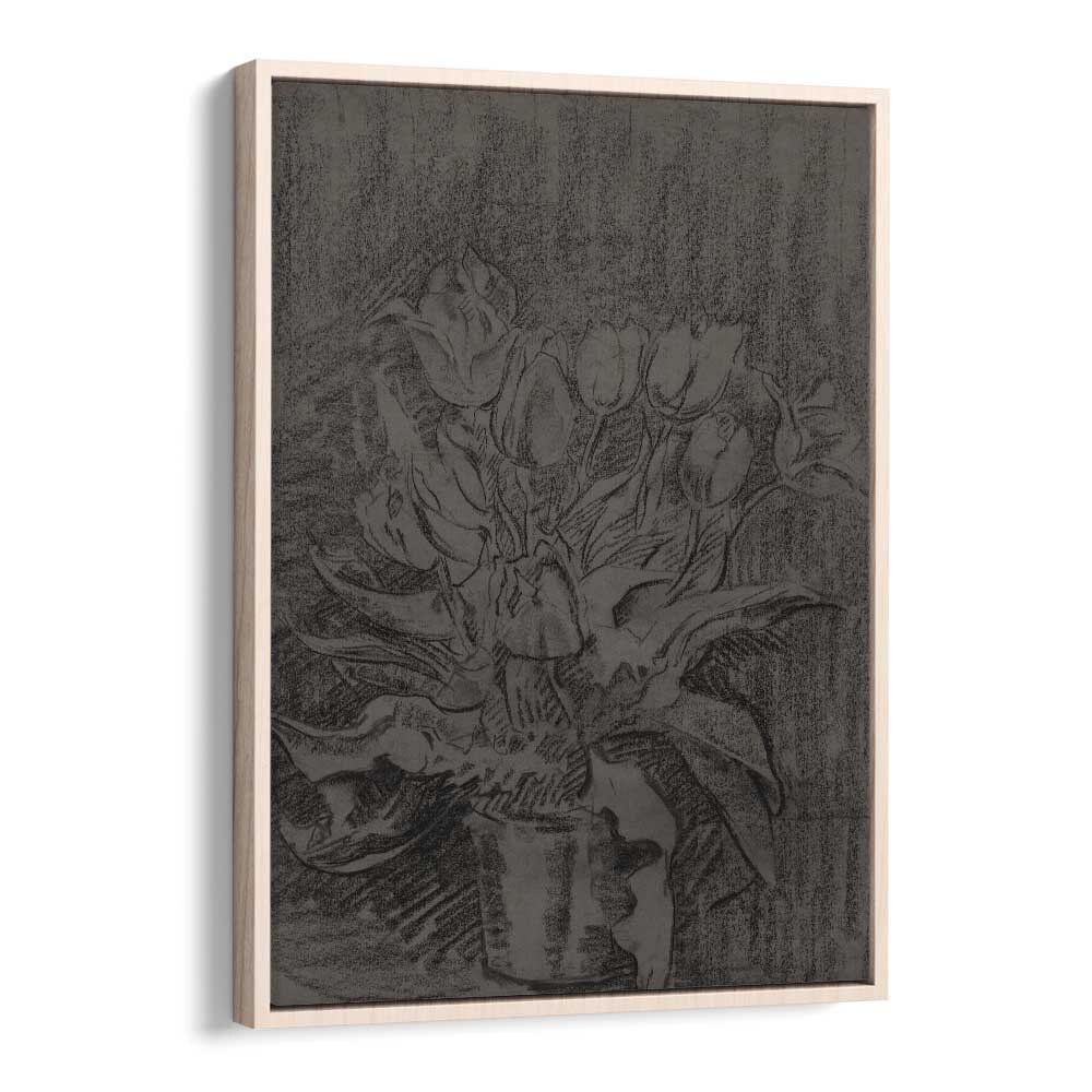 Gothic Bloom A Portrait Of The Flower Pot Gothic Art Prints in Oak Wood Floater Frame