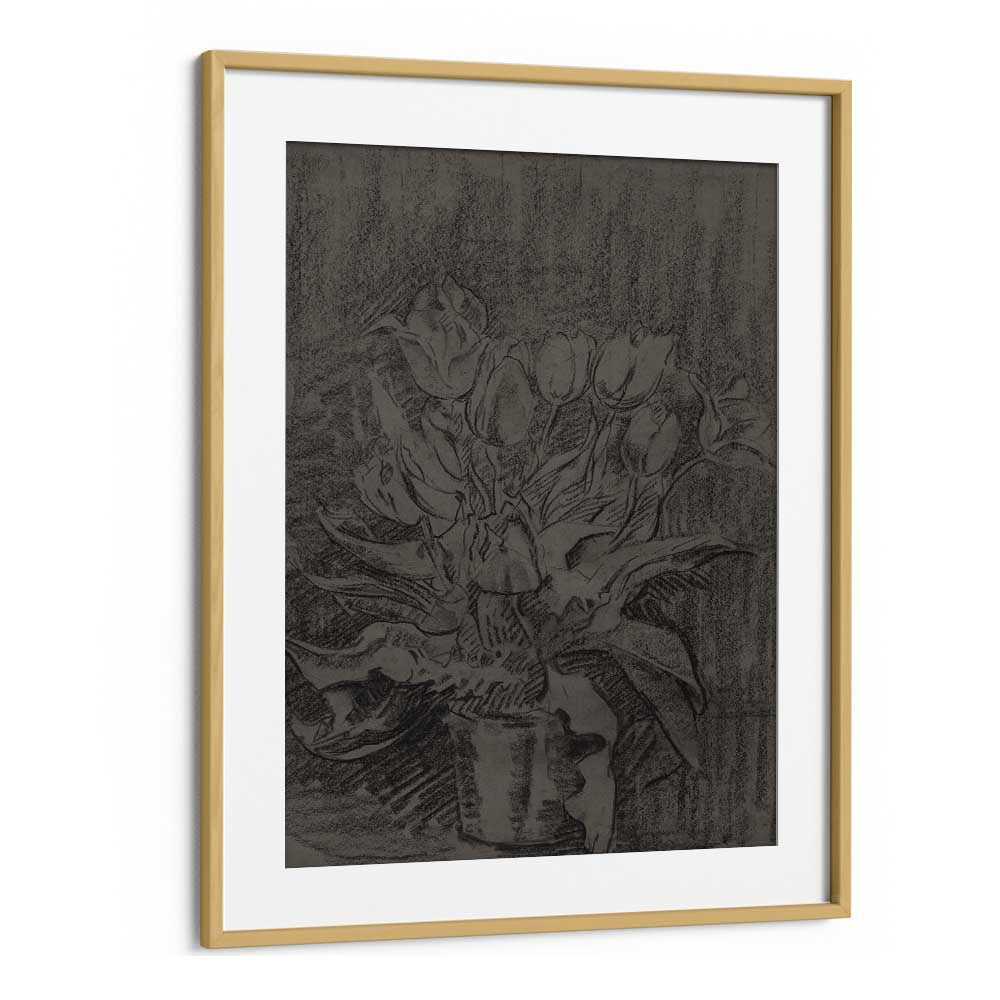 Gothic Bloom A Portrait Of The Flower Pot Gothic Art Prints in Oak Wood Frame With Mount