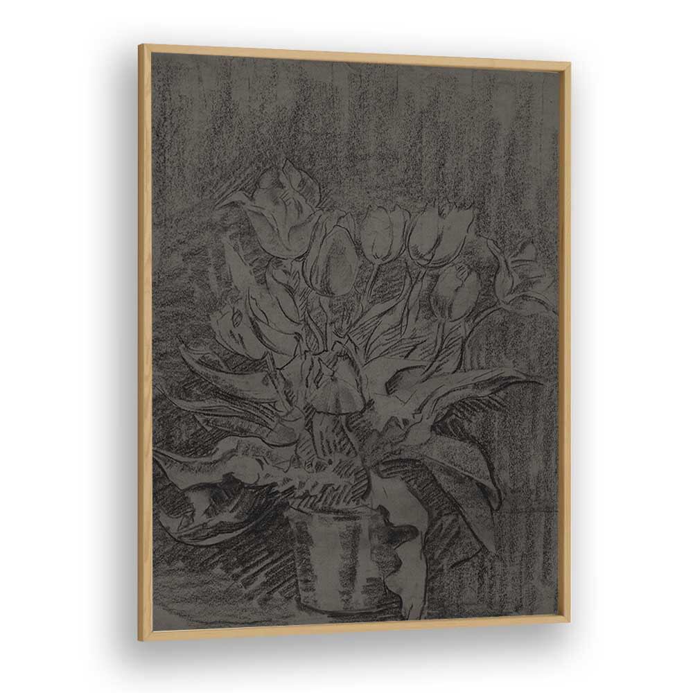 Gothic Bloom A Portrait Of The Flower Pot Gothic Art Prints in Oak Wood Plain Frame