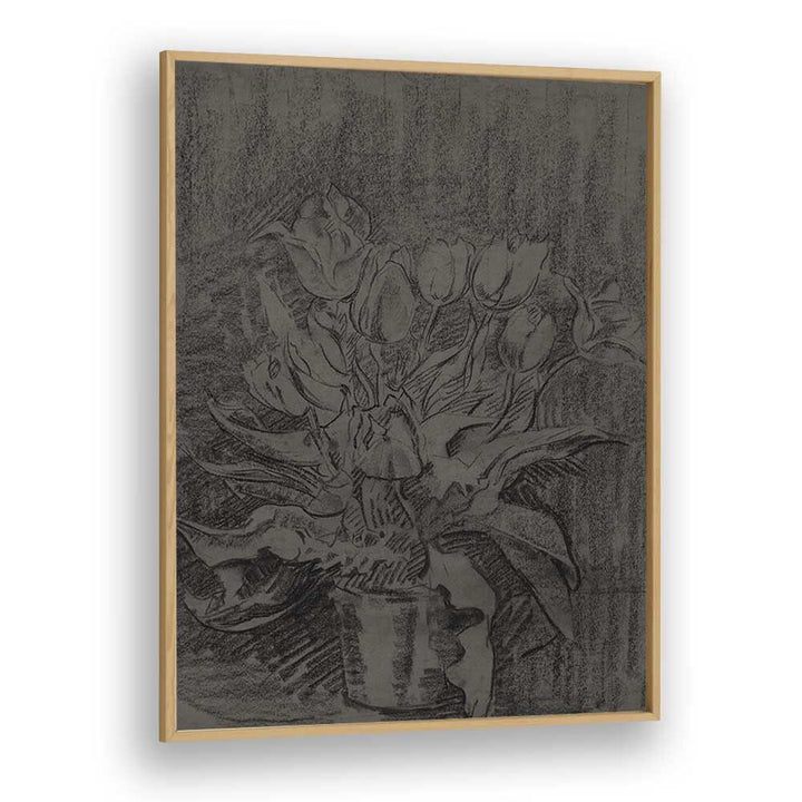 Gothic Bloom A Portrait Of The Flower Pot Gothic Art Prints in Oak Wood Plain Frame