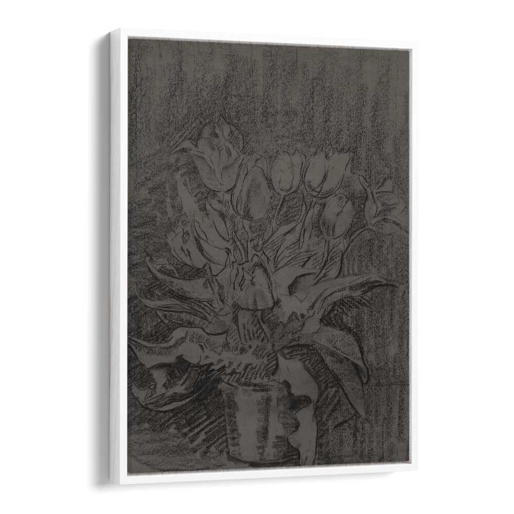 Gothic Bloom A Portrait Of The Flower Pot Gothic Art Prints in White Floater Frame