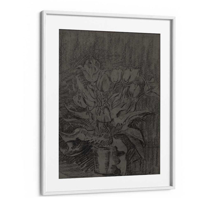 Gothic Bloom A Portrait Of The Flower Pot Gothic Art Prints in White Frame With Mount