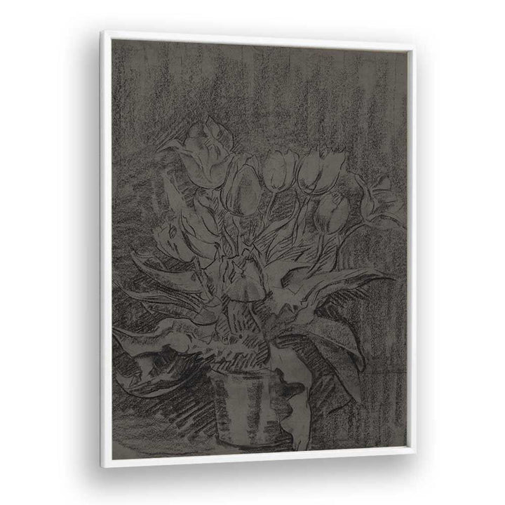 Gothic Bloom A Portrait Of The Flower Pot Gothic Art Prints in White Plain Frame