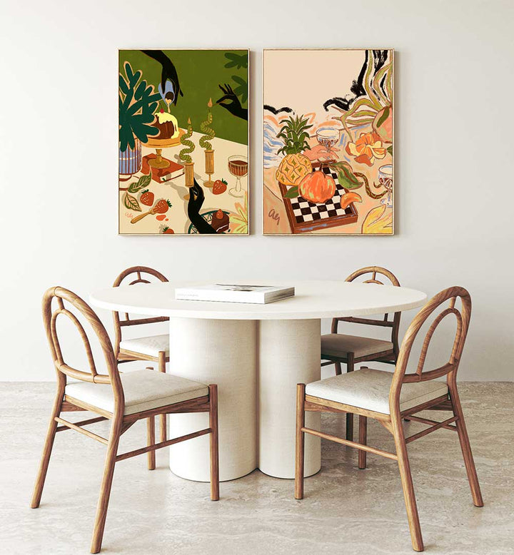 GOURMET TALES , SET OF 2 PAINTINGS