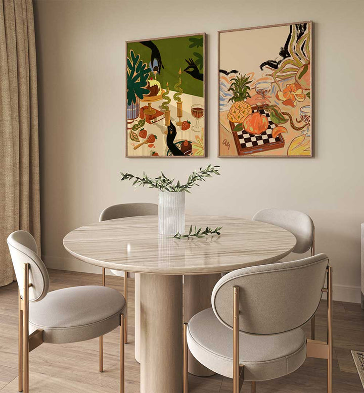 GOURMET TALES , SET OF 2 PAINTINGS