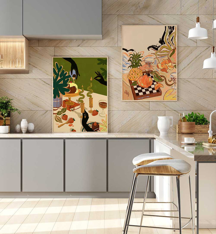 GOURMET TALES , SET OF 2 PAINTINGS