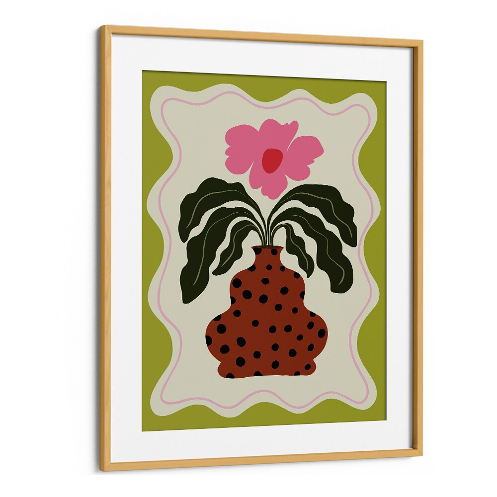 Grace by Miho Art Studio Botanical Art Prints Floral Paintings in Oak Wood Frame With Mount