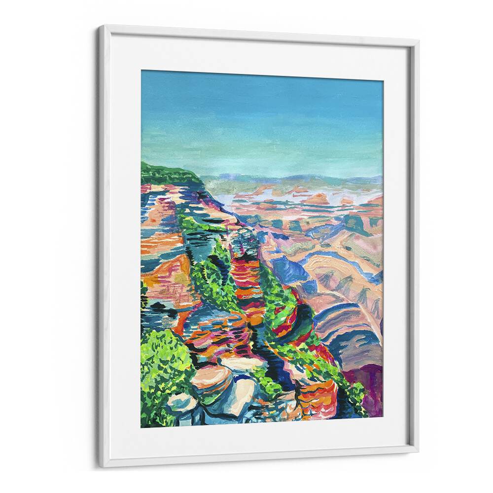 Grand Canyon By Key And Sea Creative Travel Art Print in White Frame With Mount