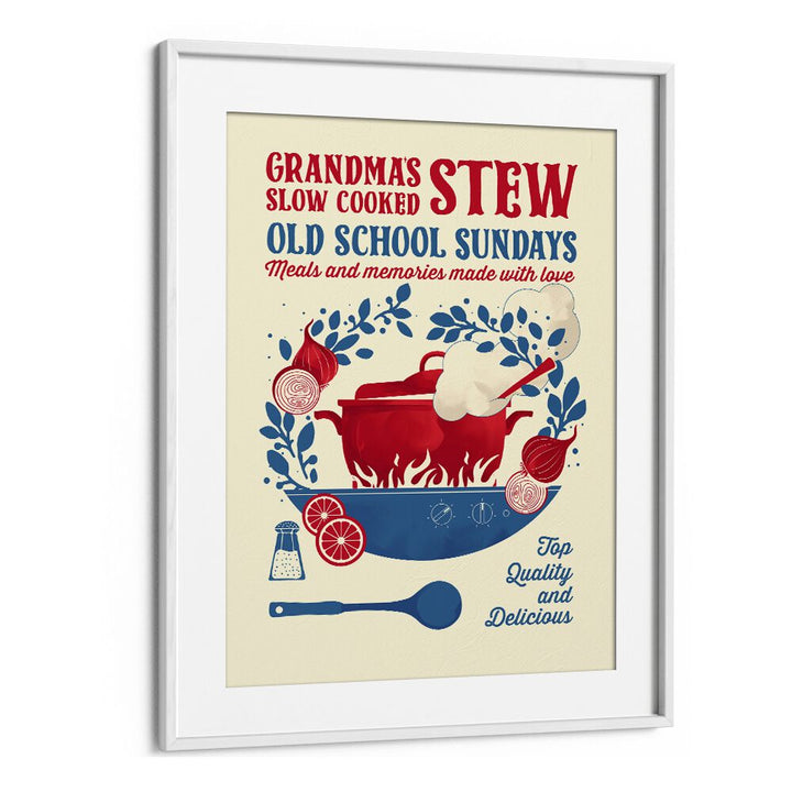 Grandmas Stew by Studio Mandariini Kitchen Posters Kitchen Art Prints in White Frame With Mount