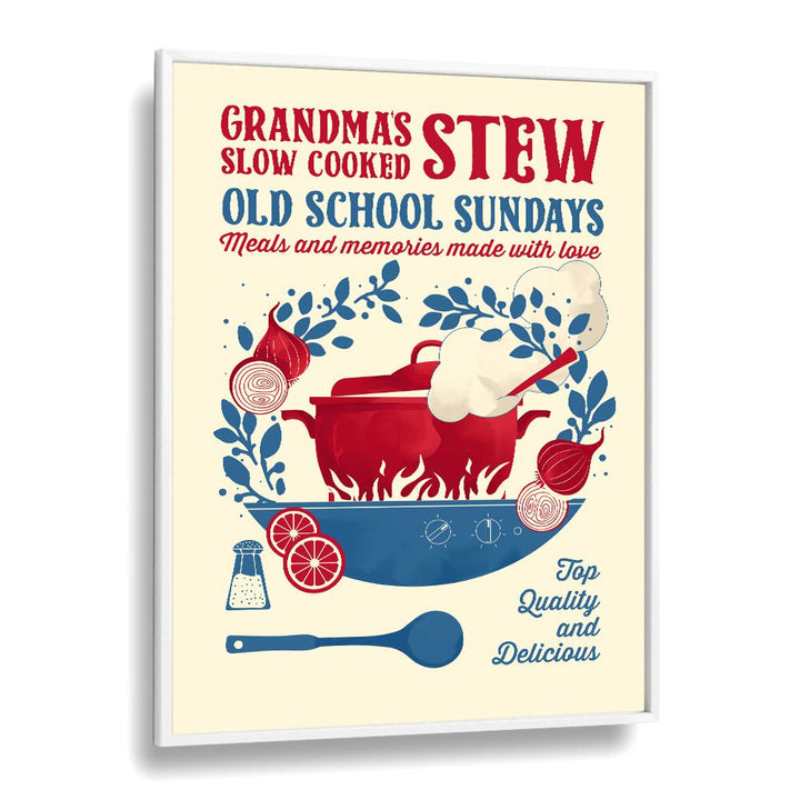 Grandmas Stew by Studio Mandariini Kitchen Posters Kitchen Art Prints in White Plain Frame