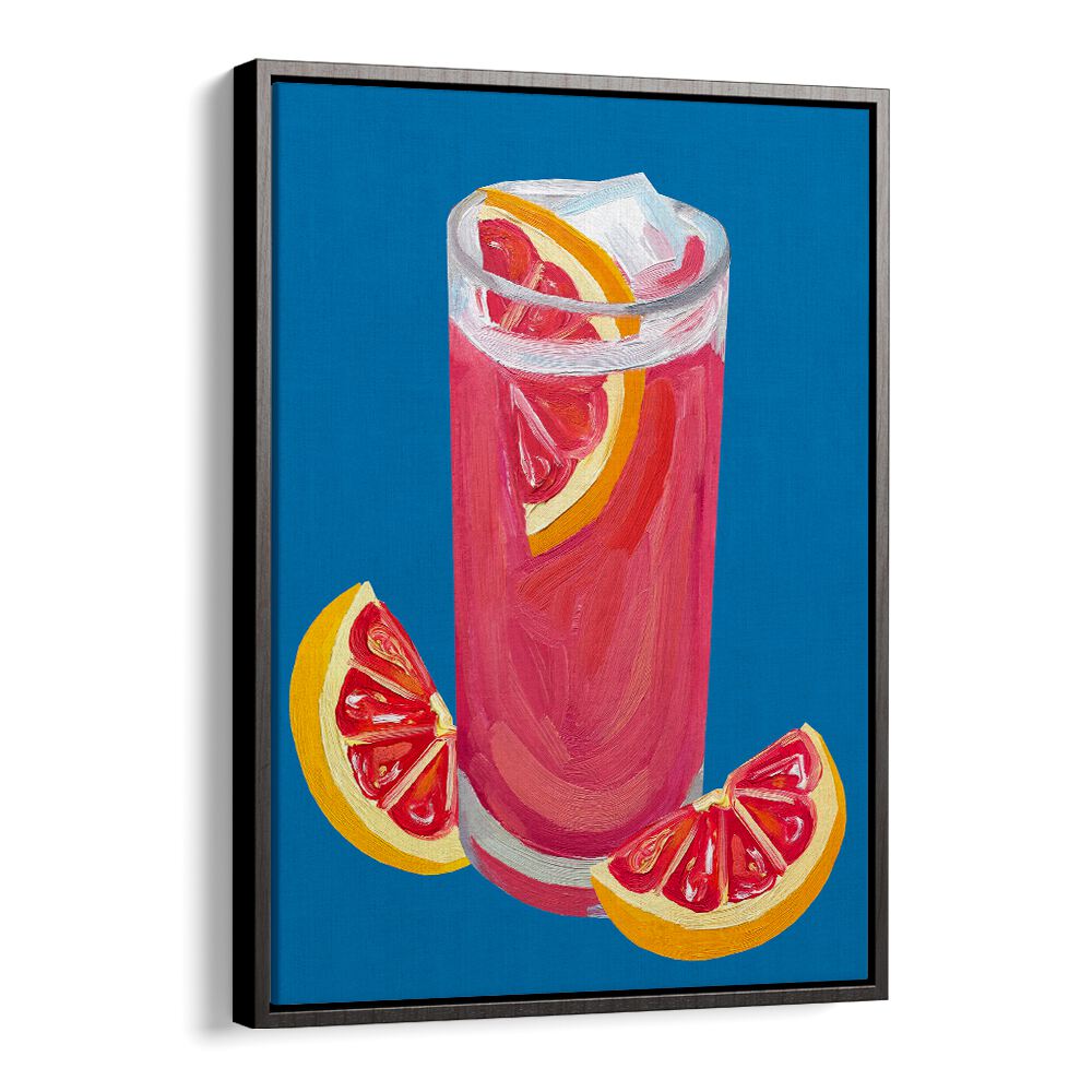 Grapefruit Paloma Blue by Alice Straker Bar Posters Bar Art Prints in Black Floater Frame