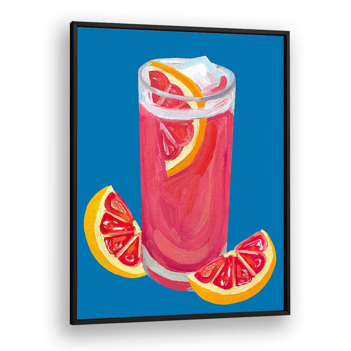 Grapefruit Paloma Blue by Alice Straker Bar Posters Bar Art Prints in Black Plain Frame