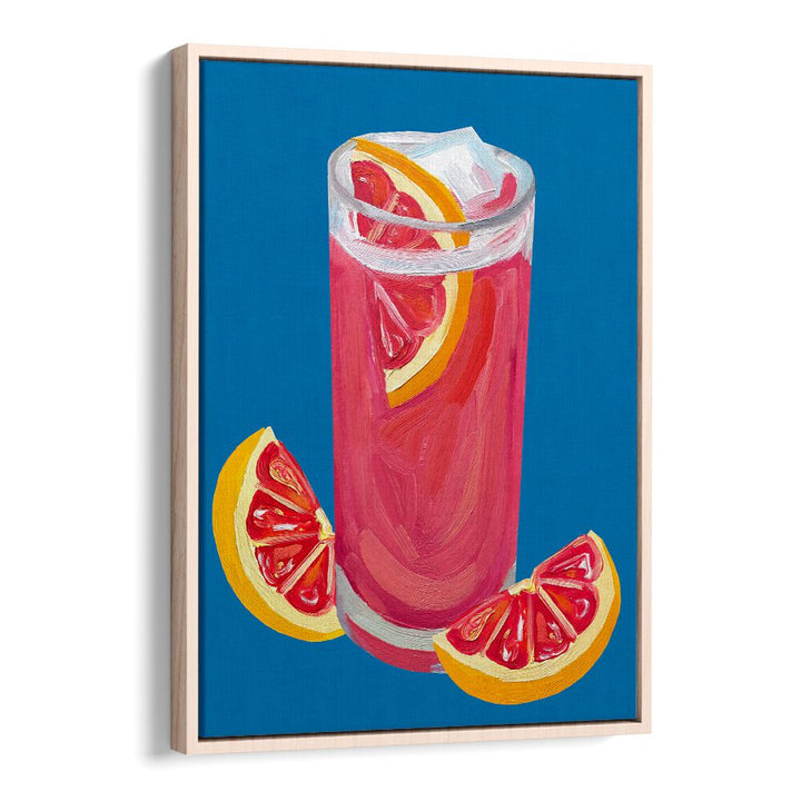 Grapefruit Paloma Blue by Alice Straker Bar Posters Bar Art Prints in Oak Wood Floater Frame