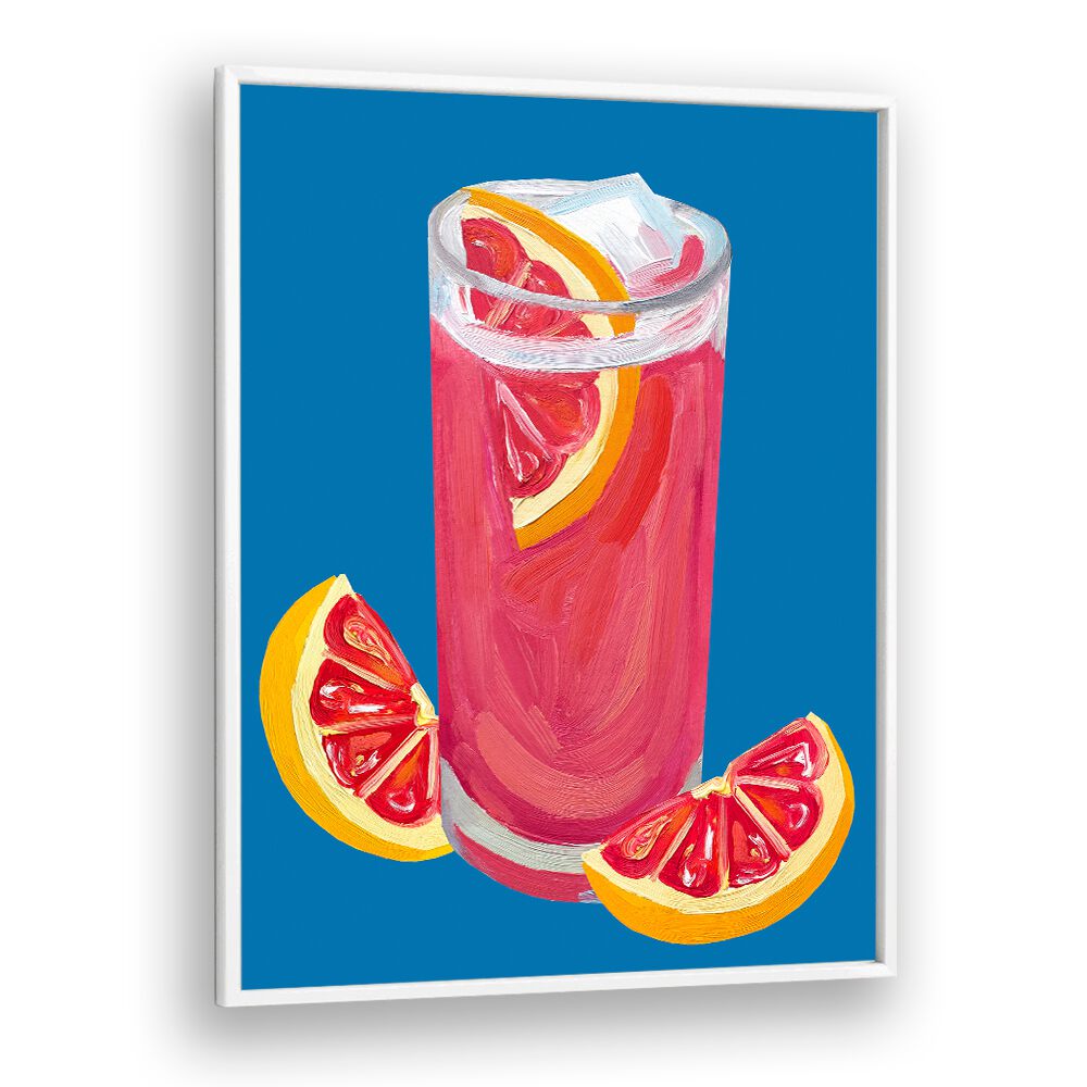 Grapefruit Paloma Blue by Alice Straker Bar Posters Bar Art Prints in White Plain Frame